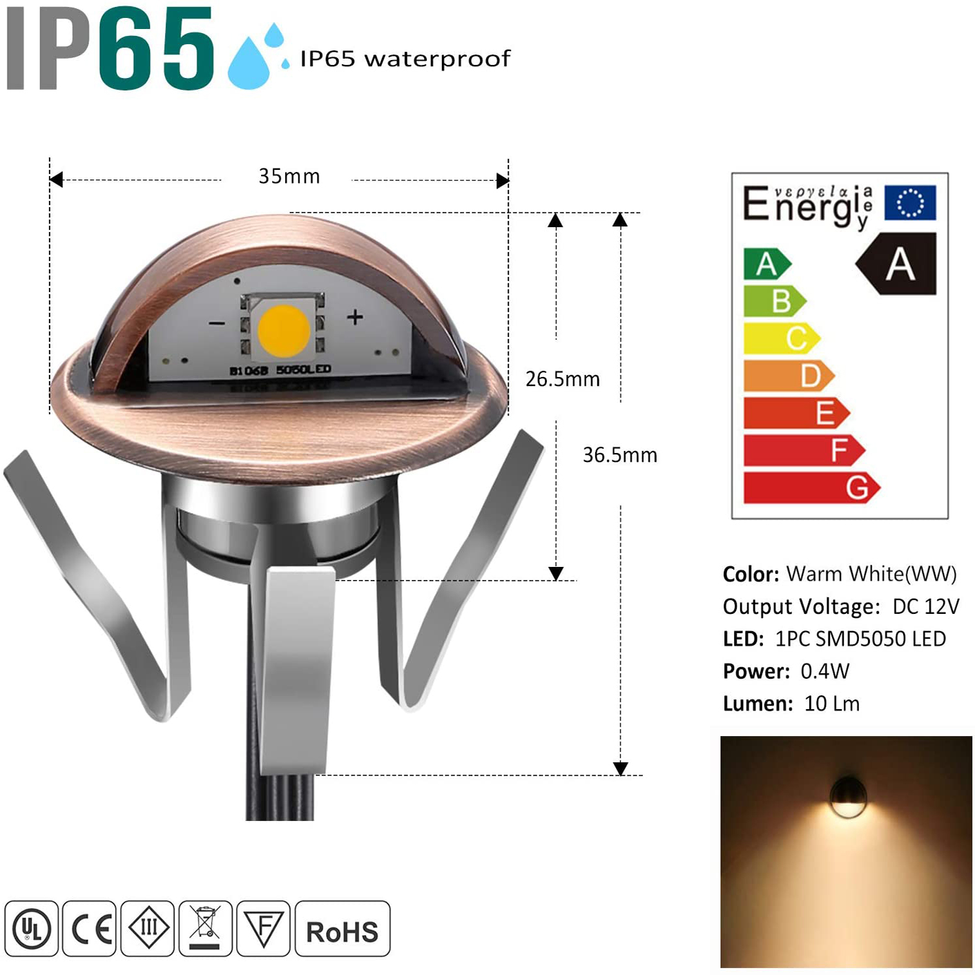 Half-moon Waterproof IP65 LED Underground Lamps Stainless Steel Deck Stair Light DC12V 0.4W SMD 5050 LED Garden Spot Lighting