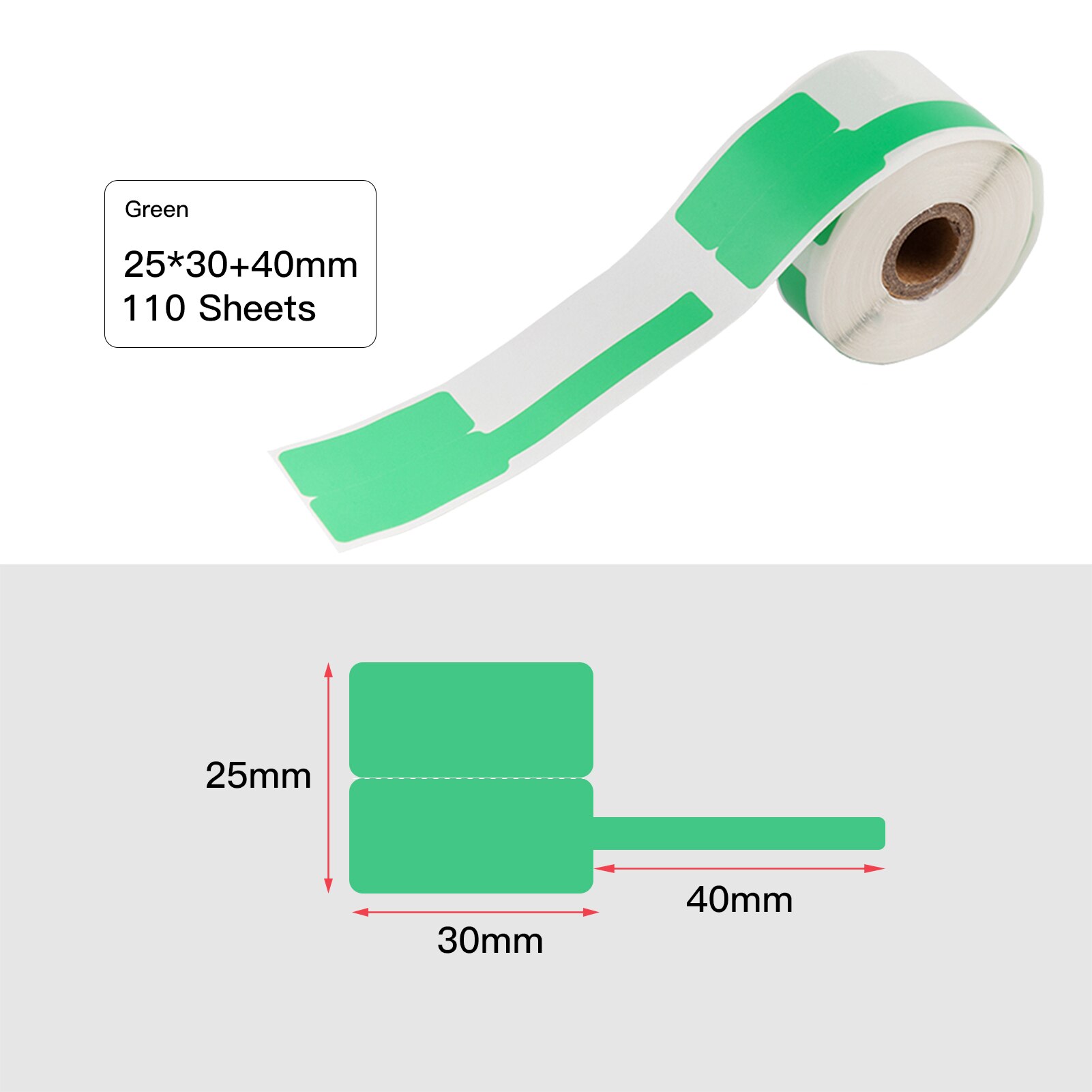 Label Papier Thermisch Papier 25*30Mm + 40Mm 100Sheets/Roll Compatibel Met Phomemo M110 thermische Printers: green
