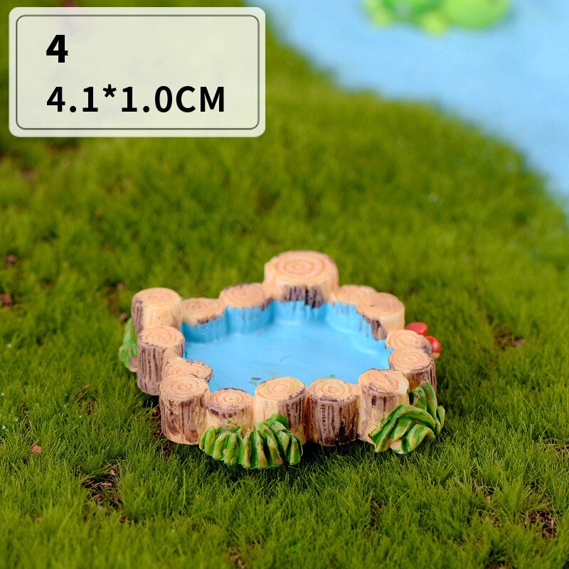 Miniatyrlandskap antik harts scen dekoration sjö fyr vattenbrunn damm bro vatten glas älva trädgårdstillbehör: 04