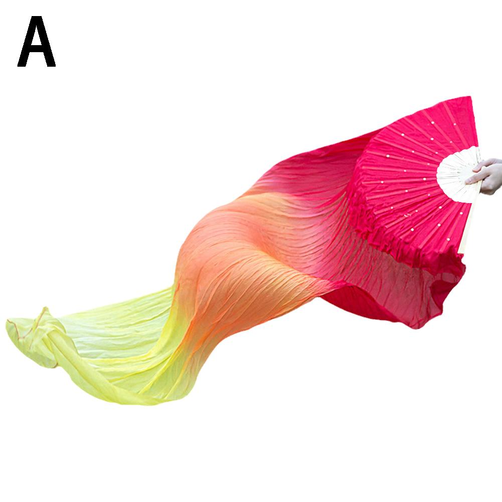 Abanico de danza del vientre para mujer, 150cm, Color degradado, práctica de bailarina, abanicos largos de seda de imitación, accesorios de baile, 1 ud.: Verde oscuro