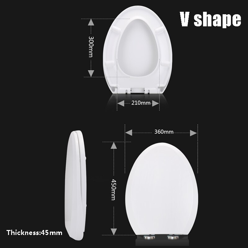 PP Universal Slow-Close Toilet Seat Lid Cover Set Thicken Replacement Antibacterial Square Round O/V Type Toilet Seats