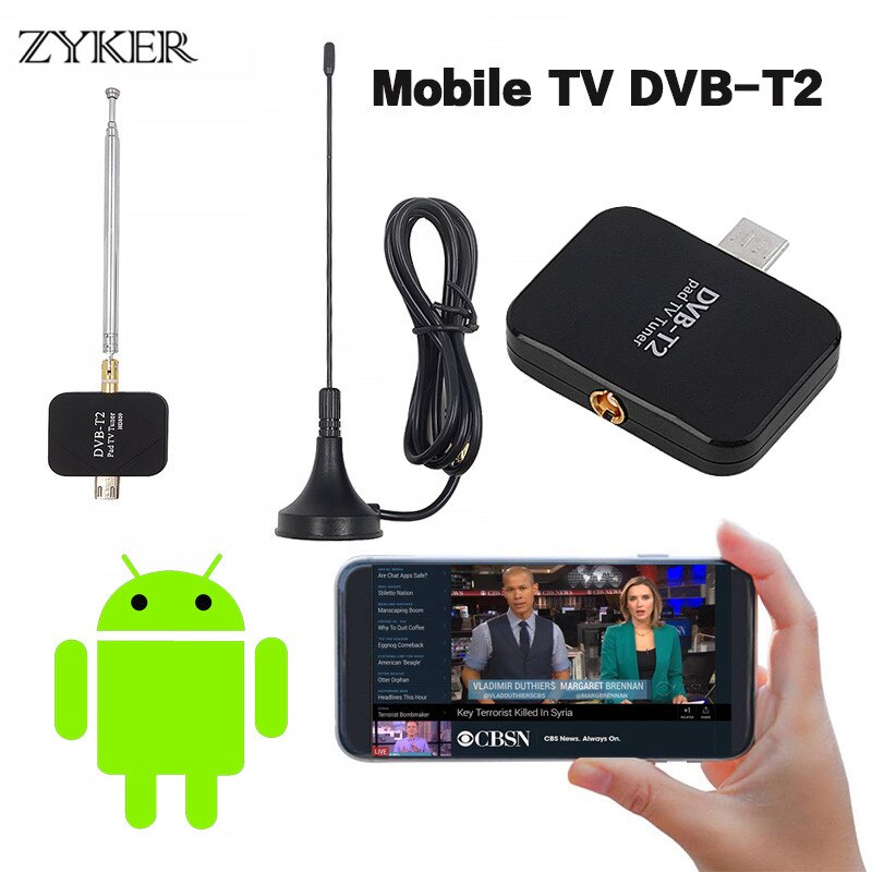 ZYKER DVB-T2 Pad USB TV Tuner HD Ricevitore Antena Digital HDTV DVB-T2 TV Stick Guardare la TV Dal Vivo Per Android Pad telefono Tablet PC