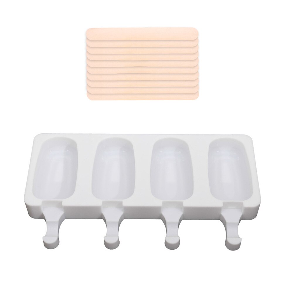 4 Cell Silicone Ice Cream Mould Diy Mold Ice Cube Tray Barrel Dessert Ice Cream Mold With Popsicle Sticks and Bags: 21.5x12.5x2.1cm