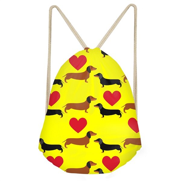 INSTANTARTS Drôle Chien Teckel Imprimé Cordons Sacs pour Adolescents Filles décontracté Softback Sac Sacs Grande Étudiants Sacs À Dos: H10979Z3