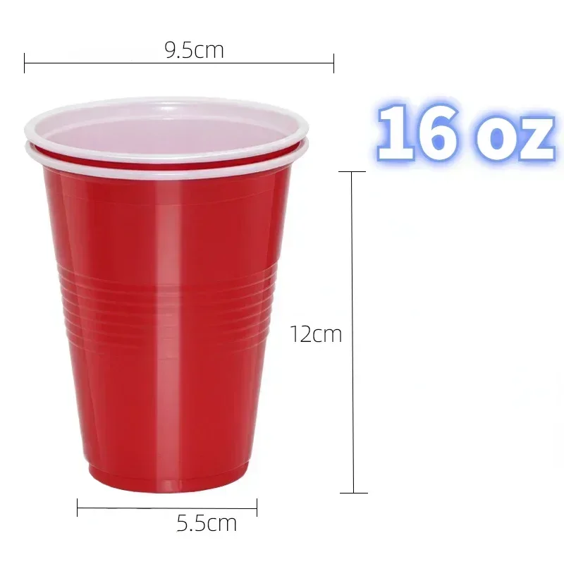 50PCS 16oz/500ml Plastic Party Cups Disposable Plastic Cup Set Beer Pong Game Drinks, Wedding Birthday Party Disposable Cup Set