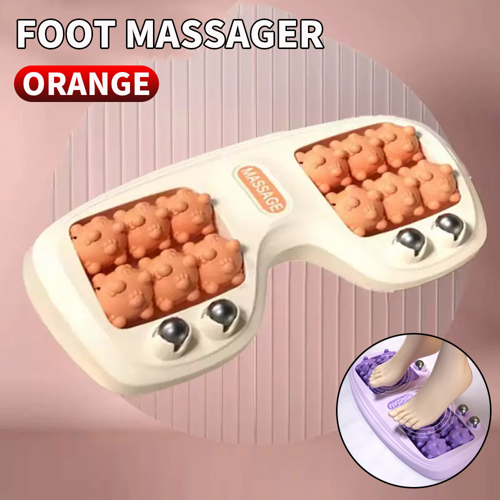 1 foot massager, no battery required, 4 rows of rollers, acupressure massage and relaxation, suitable for daily home foot massag: Orange