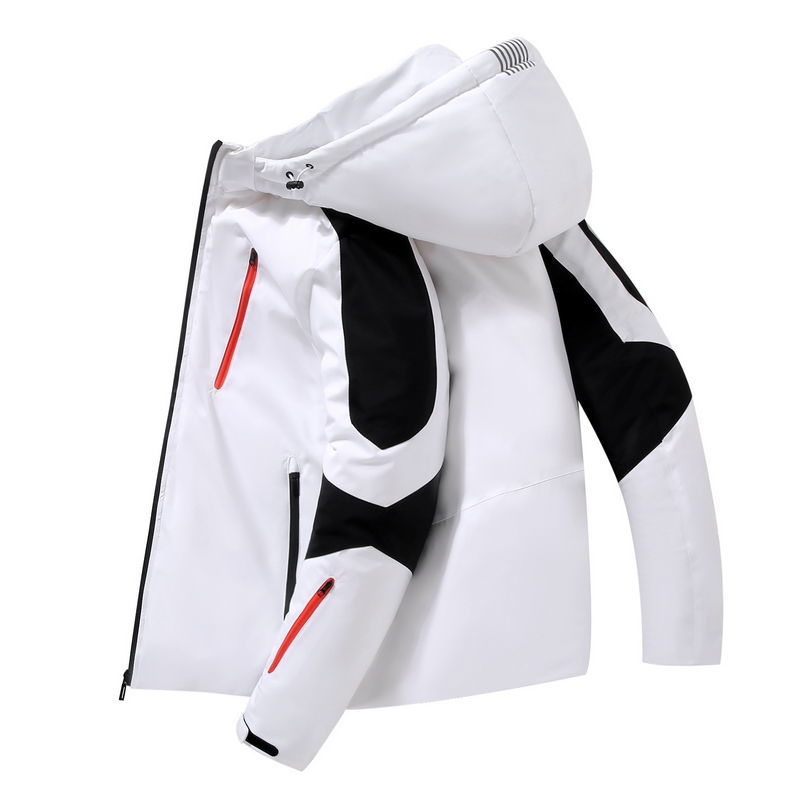 Veste parka en duvet de canard blanc pour homme, manteau épais et à capuche, coupe-vent, manteau de neige: WHITE / 4XL
