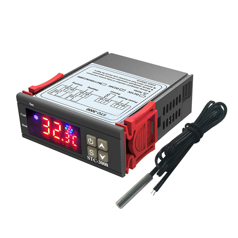 Stc -3000 12v led digital temperaturregulator termostat kontrol opvarmning køling sensor fugtighedsmåler