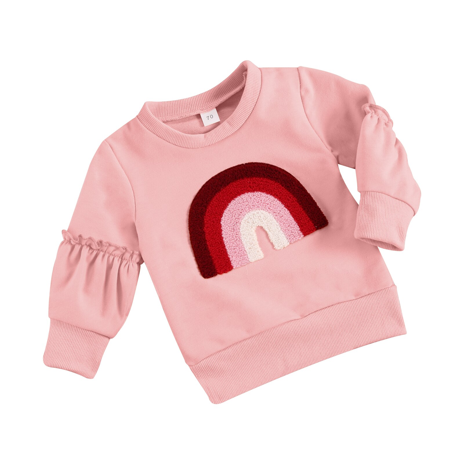 Regenbogen freundlicher zur Seite fahren Sweatshirt Herbst Kleinkind Baby Mädchen Jungen Sweatshirts Kleidung Rundhals Spitzen: Rosa / 18m