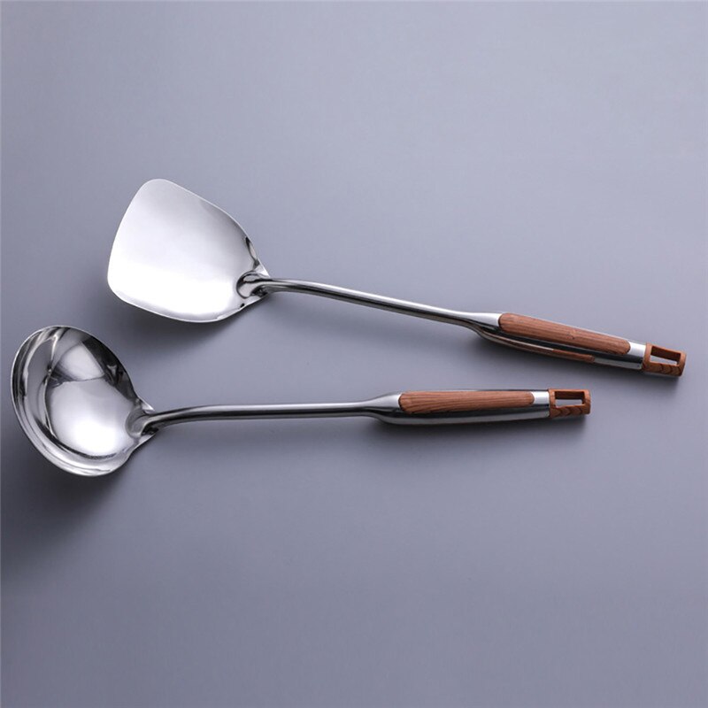Espátula para comida antiadherente de acero inoxidable portátil, duradera, espátula para Wok, cuchara giratoria, cucharón, utensilios de cocina, utensilio de cocina