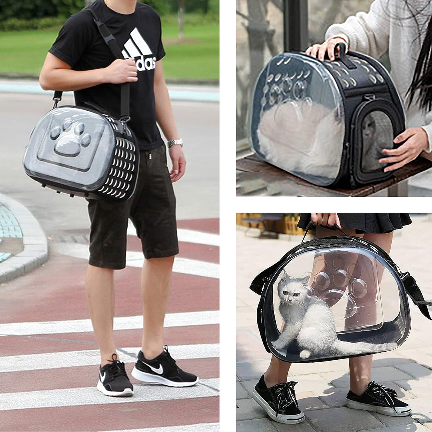 draussen-Katzenträger-Rucksack, Haustier-Umhängetasche, Katzentrage, Reisen, atmungsaktive Handtasche, Kapsel für Welpen und Kätzchen, transparente Katzentasche