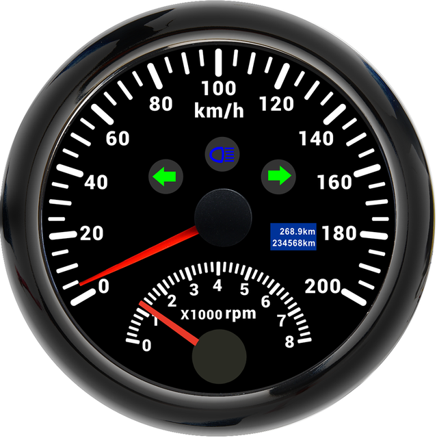 Waterproof Digital GPS Speedometer 85MM Boat Car Speed Meter Gauge 120KMH 200KMH 120MPH 200MPH Tachometer Gauge RPM Sensor 9-32V: Black 0-200kmh