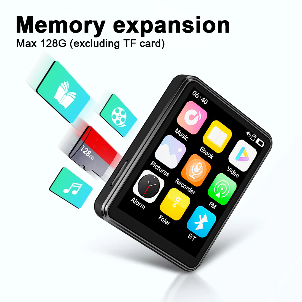 2.4 Inch MP3 player Support Bluetooth Full Screen touch HiFi Music Player Built-in Speaker With E-book /FM/Radio/Video