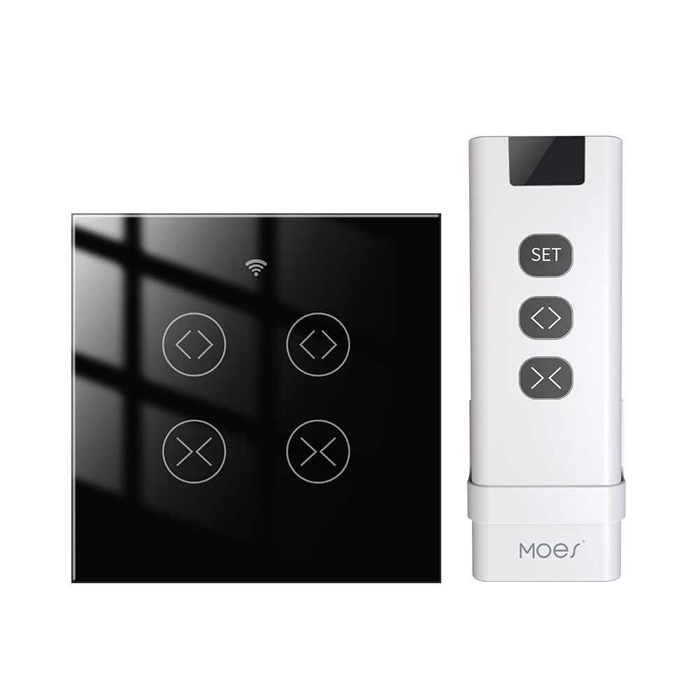 MoesHouse-Interruptor de doble cortina para persiana enrollable, Motor eléctrico con WiFi, RF, Tuya, 2 entradas, Google Home, Alexa, Smart Life: Kit 3 Black