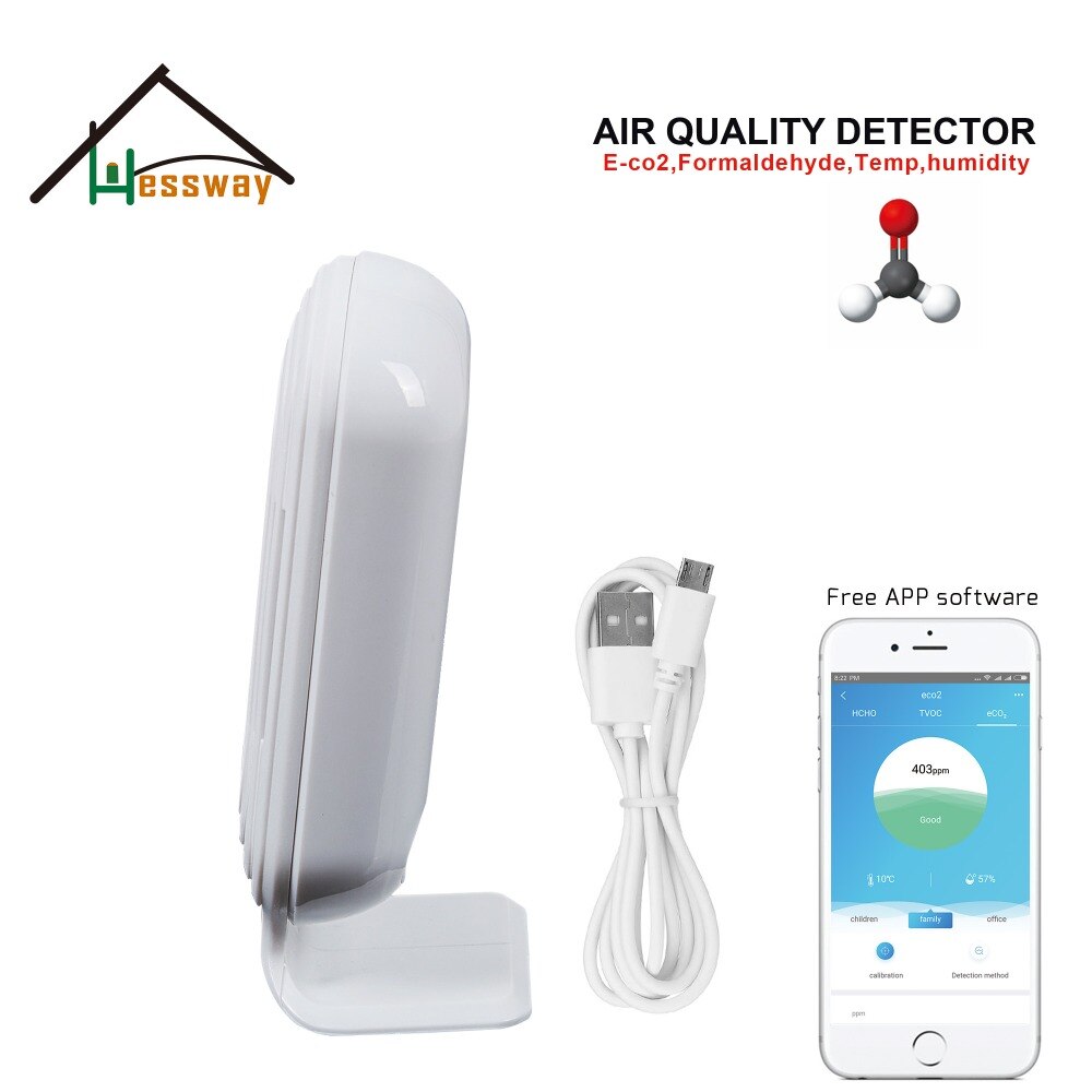 USB Power CO2 TVOC temperature and humidity HCHO sensor WIFI Smart connection for air detector