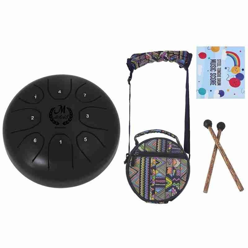 5.5 Inch Mini Worry Free Drum 8-tone Tongue Drum Steel Hand Pan Drum Percussion Instrument Carry Bag Ethereal Worry Free Drum