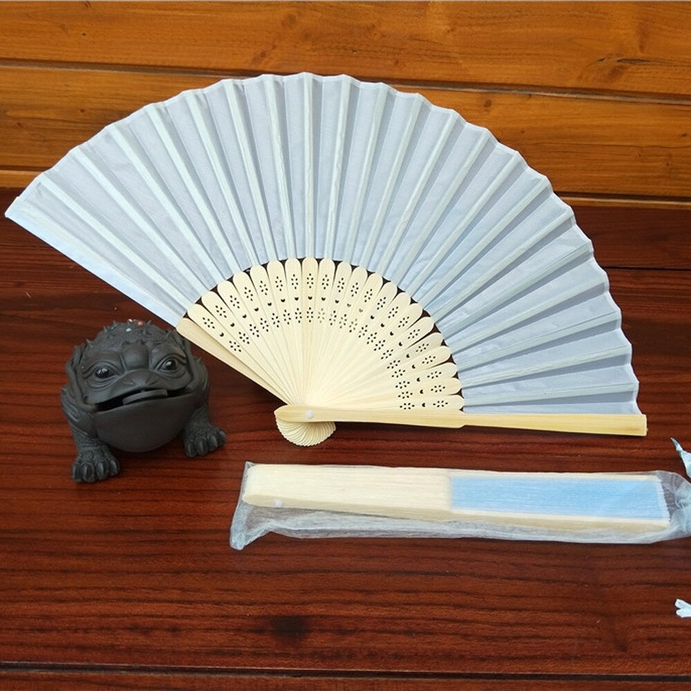 1 Pcs Folding Fan Effen Kleur Chinese Stijl Hand Held Fan Bamboe Zijde Vouwen Fan Party Wedding Decor Ambachten Zomer fans