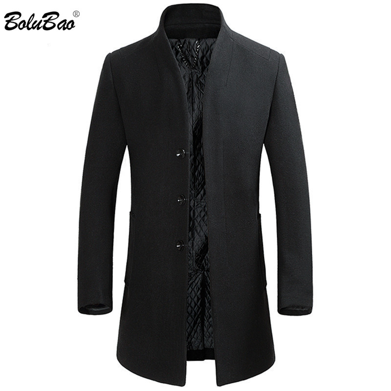Bolubao märket herr ullblandningar kappor herr #39 ;s långa sektion slim fit trench tops vinter manlig ullblandningar kappa