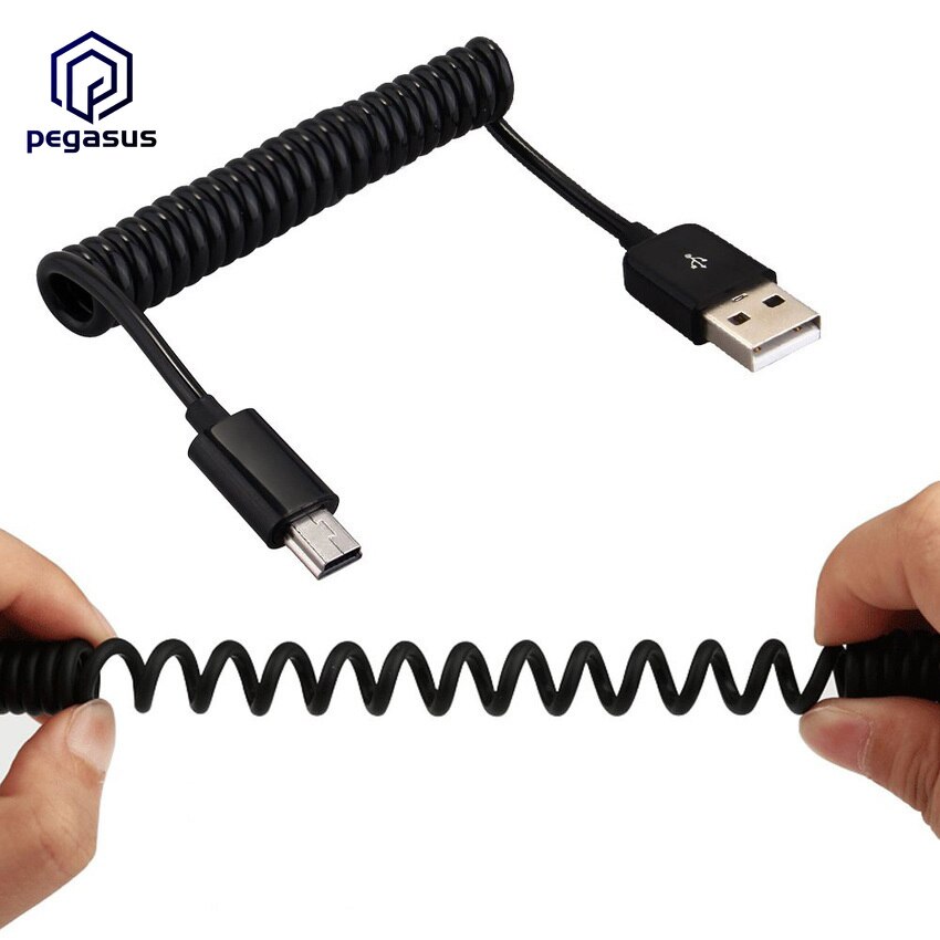 Mini Usb Kabel Spiraal Coiled Usb 2.0 Type A Male Naar Mini B 5-Pin Male Data Sync &amp; charger Lead