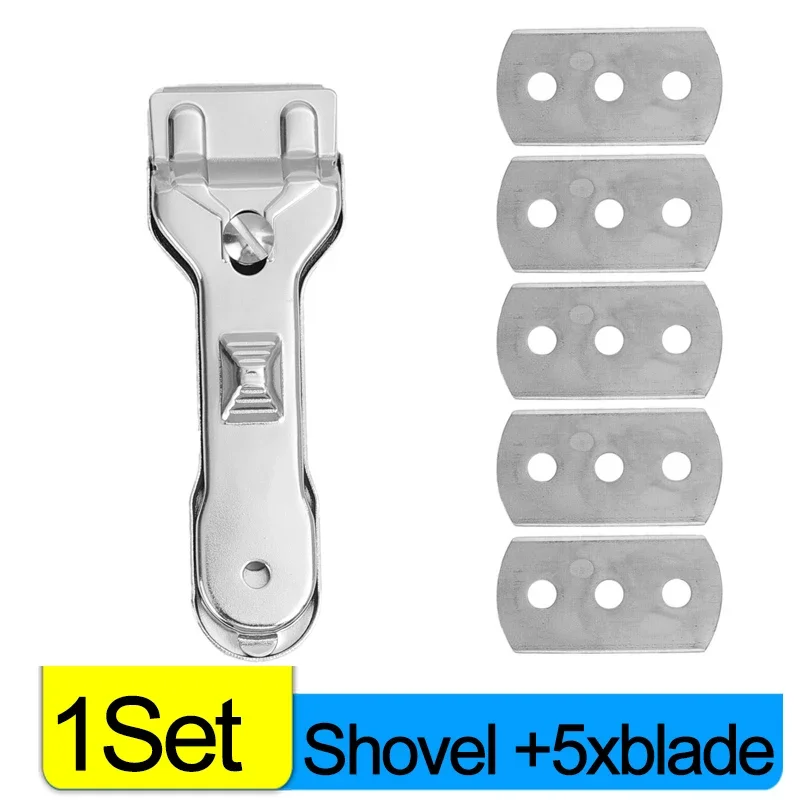 Razor Blade Scraper Paint Scraping Tool With 5 Blades Stainless Steel Retractable Hob Spatula Ceramic Induction Cleaning Tools: Ivory