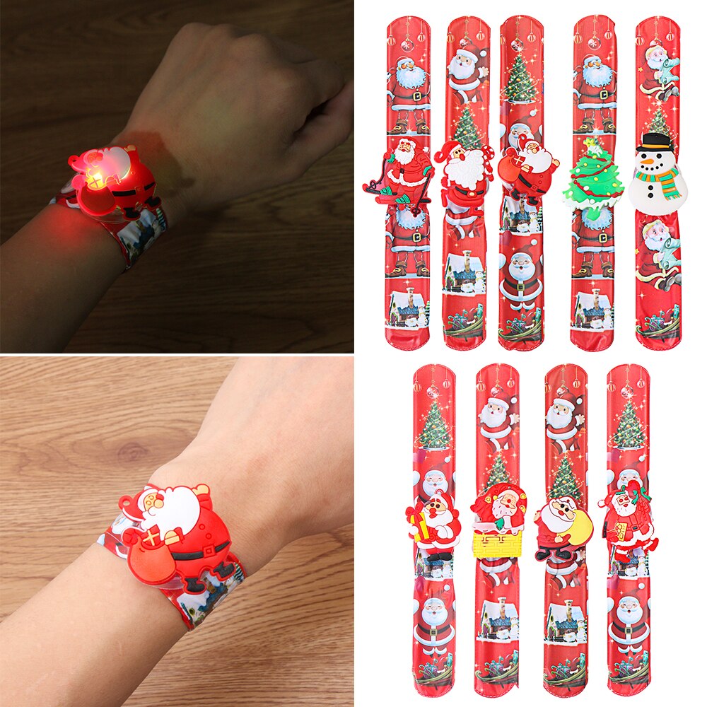 Led kerst armbind gloeiende armbind santa snepop klappring kerst levert speelgoed julepynt nytår cadeaus navidad