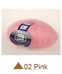 200 gram goedkope Mohair Wol Garen dunne kasjmier garen 8 ballen (25g/bal): 02 Pink