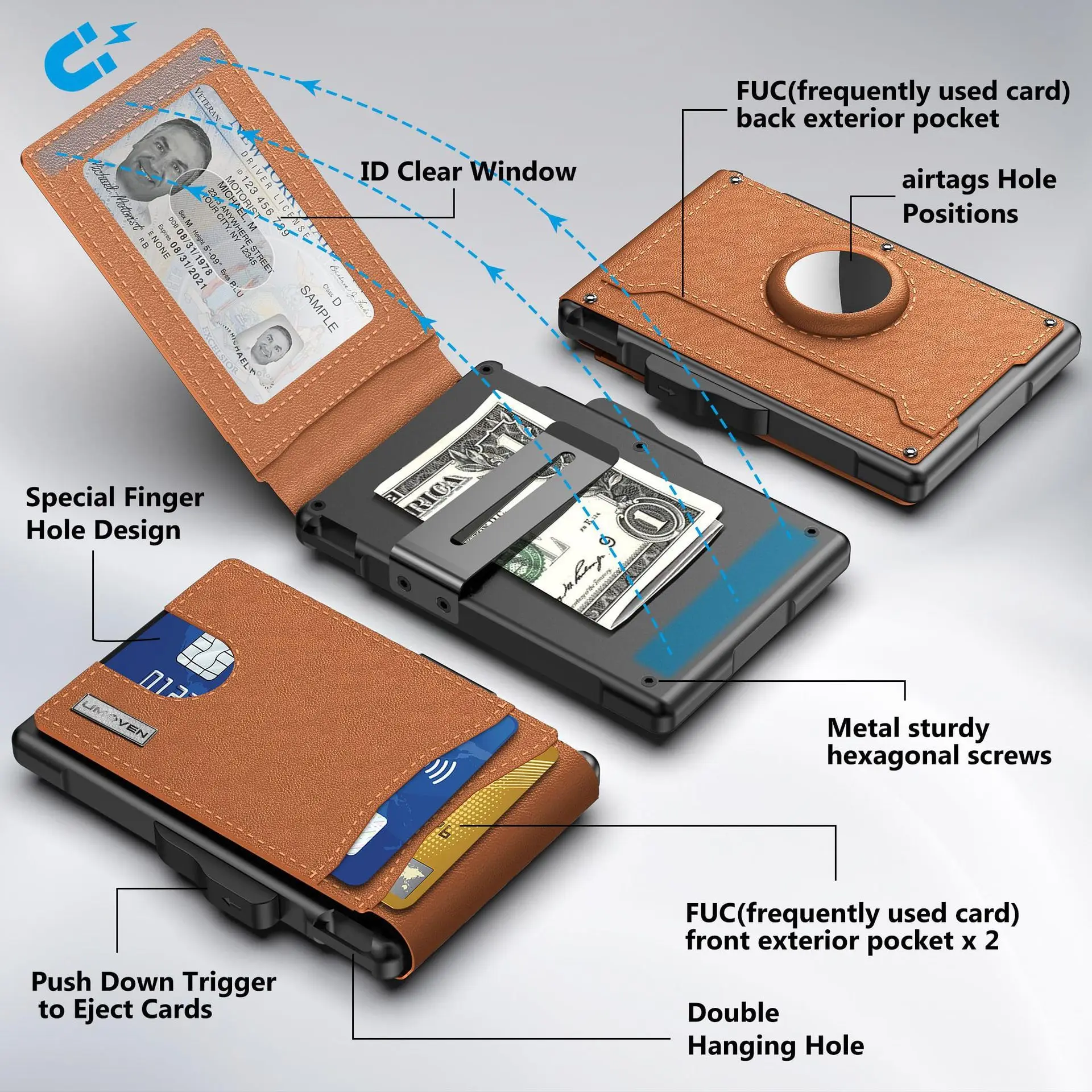 Rfid Anti-Diefstal Swipe Metalen Kaartdoos En Kaarttas Heren Portemonnee Geïntegreerde Magnetische Kaarthouder Heren High-End Anti-Diefstal Portemonnee