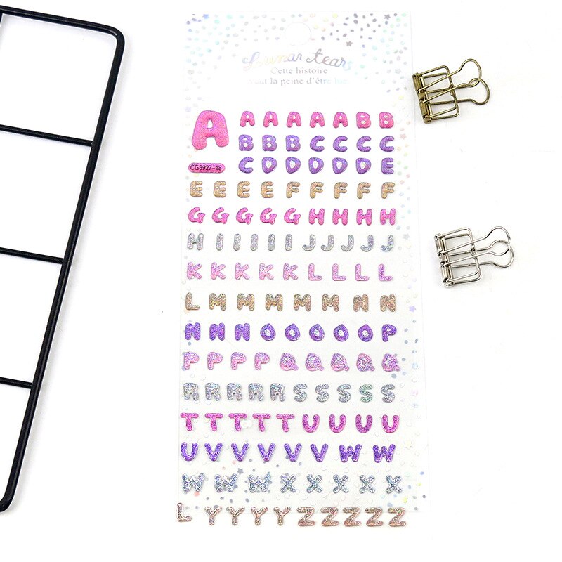 Kristall drei-dimensional kleber transparent aufkleber Blitz-nette Digital Englisch frische Hand buch dekoration aufkleber: Kristall Englisch-06