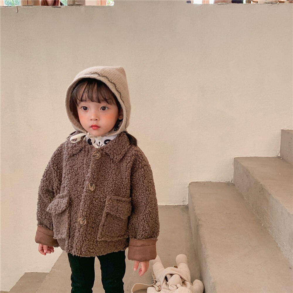 Meisje Jas Herten Lederen Fluwelen Plus Lam Fluwelen Baby Jongens Jas Winter Dragen Kinderkleding Baby meisje Jas Jassen