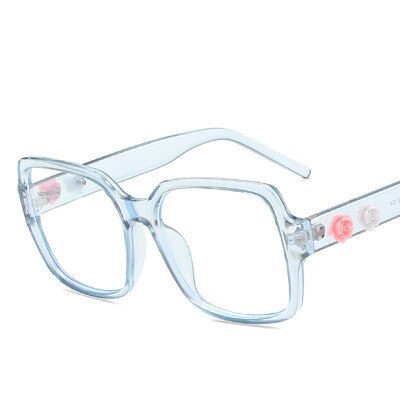Blomsterbrille ramme kvinder retro firkantet personlighed damer fladt spejl anti-blå lys briller gennemsigtige beskyttelsesbriller: C3