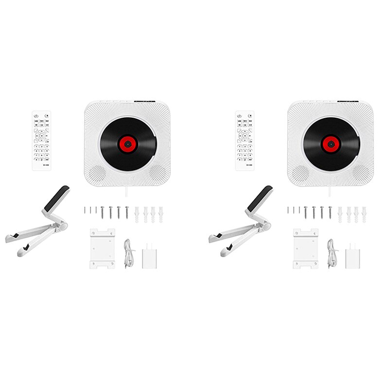 Ścienny odtwarzacz CD dźwięk przestrzenny radio FM Bluetooth USB MP3 Disk przenośny odtwarzacz muzyki głośnik stereofoniczny biały