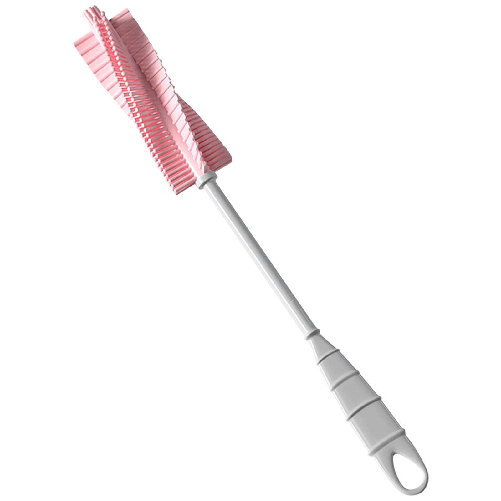 Lavage enlever les taches outil de nettoyage bouteille brosse antidérapant cuisine Flexible Durable longue poignée bébé alimentation Silicone souple: Rose