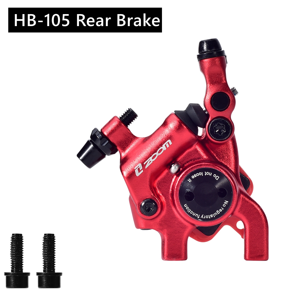 ZOOM Road Bike Hydraulic Disc Brake Calipers HB105 Mechanical Hydraulic Line Pulling Disc Brake for Flat-Mount Road 160mm Rotor: Rear Brake Red