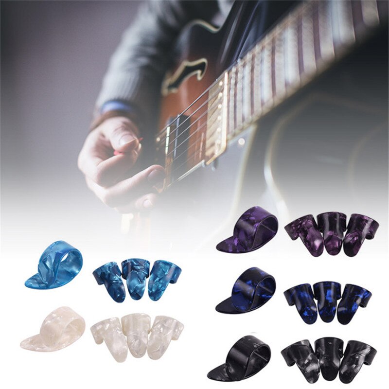 Juego de púas para guitarra acústica, set de 4 unids/set, 1 pulgar + 3 dedos, púas de celuloide