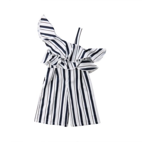 Nuovo Del Capretto Della Ragazza Della Banda Complessiva Ruffle Off Spalla Del Bambino Della Ragazza Del Pagliaccetto Della Tuta Lunga Pant Bambini Abito di Moda Vestiti 3-10Y Estate