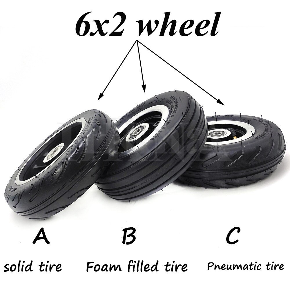 6 Inch Wheel 6x2 Pneumatic Tire Wheel for Mini Electric Scooter Fast Wheel F0 6X2 Solid Tire Wheel