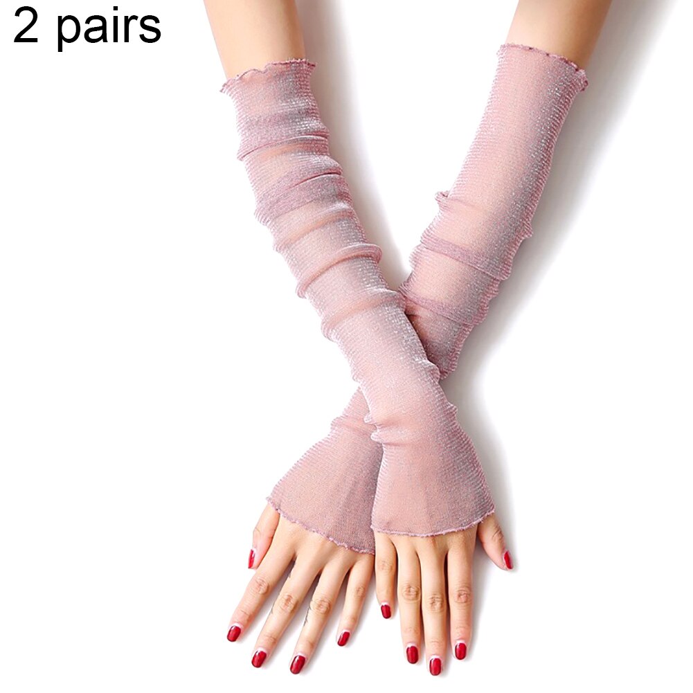 2 Pairs Zomer Arm Mouwen Vrouwen Mannen Arm Cooling Mouwen Arm Been Mouwen Outdoor Zon Bescherming Vingerloze Handschoenen Arm Mouwen