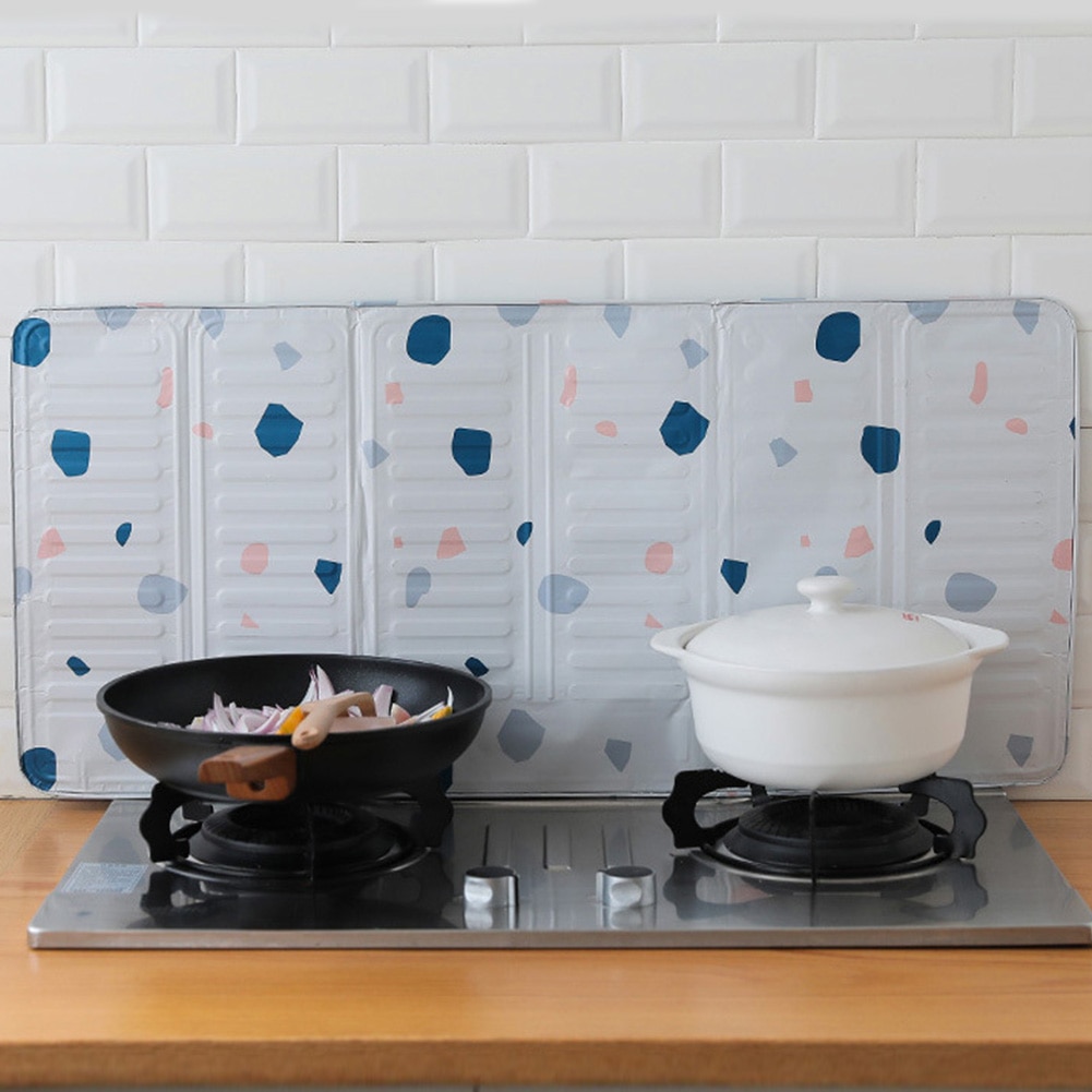 Handig Opvouwbare Praktische Thuis Aluminiumfolie Olie Splash Board Huishouden Kachel Warmte Isolatie Koken Baffle Makkelijk Schoon