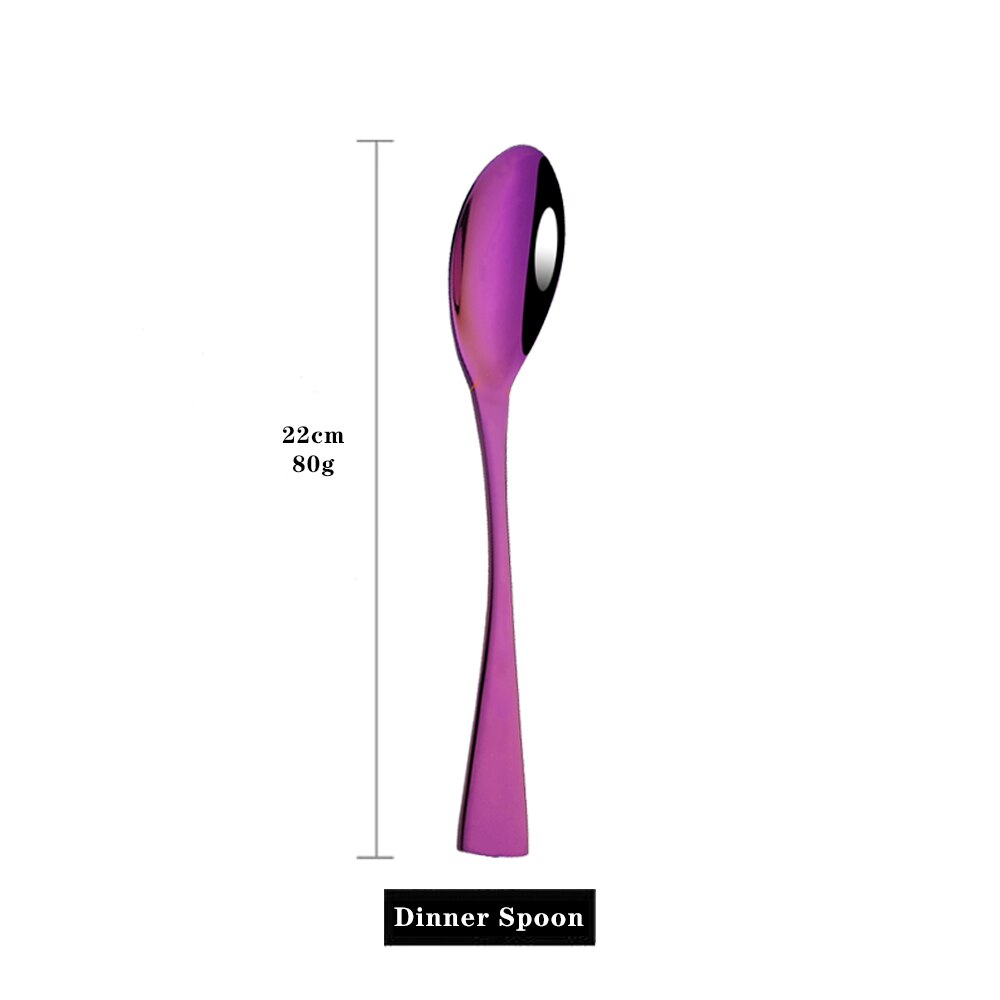 Purple 18/10 Stainless Steel Tableware Cutlery Set Flatware Knife Fork Coffee Spoon Dinnerware Set Party Kitchen Silverware Set: 1Pc Dinner Spoon
