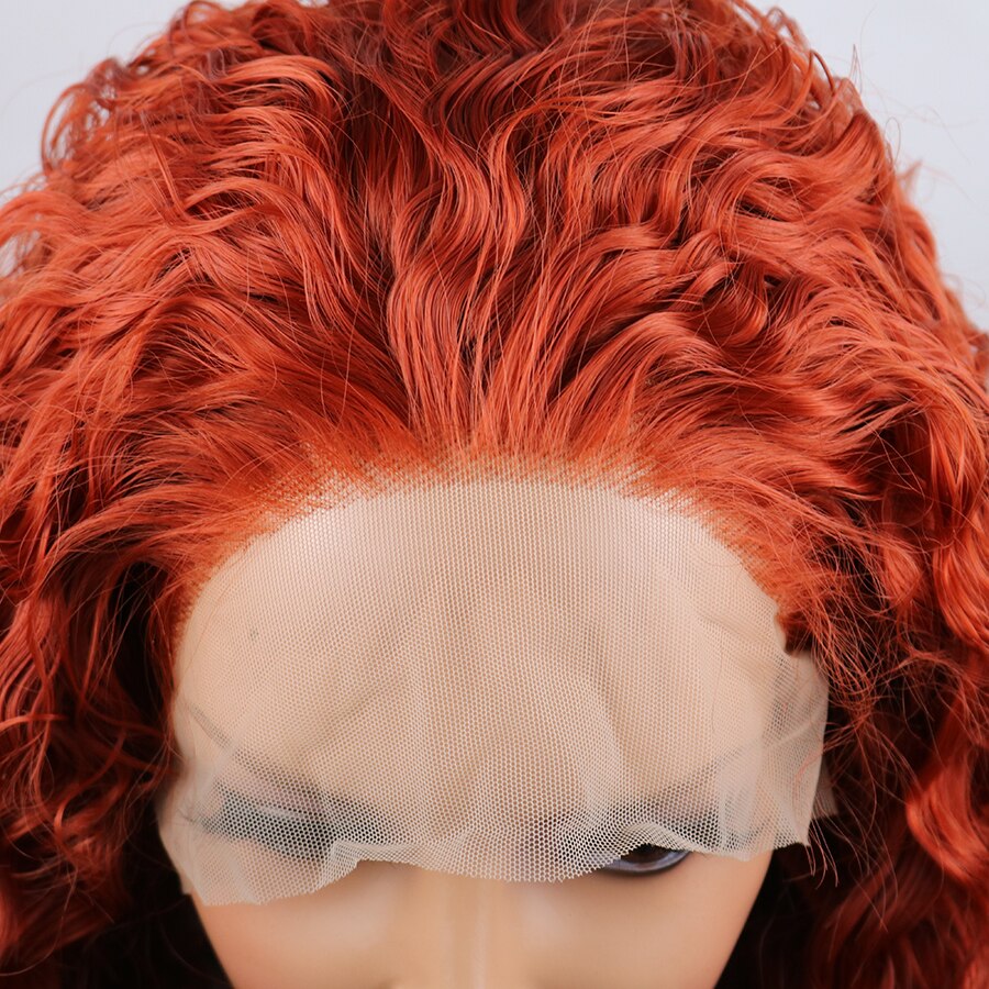 Natural Hairline Red Orange Lace Front Wig for Women Long Natural Synthetic Hair Replacement Heat Resistant Synthetic Wigs