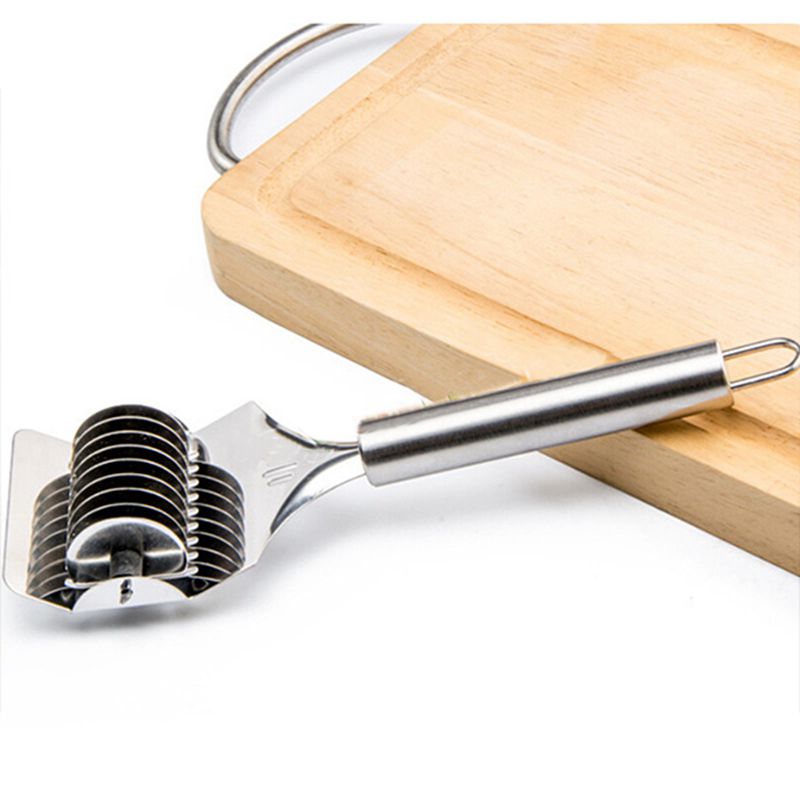 WOWCC 1pc Stainless Steel Noodle Lattice Roller Docker Dough Cutter Pasta Spaghetti Maker Manual Noodle Press Kitchen Tools