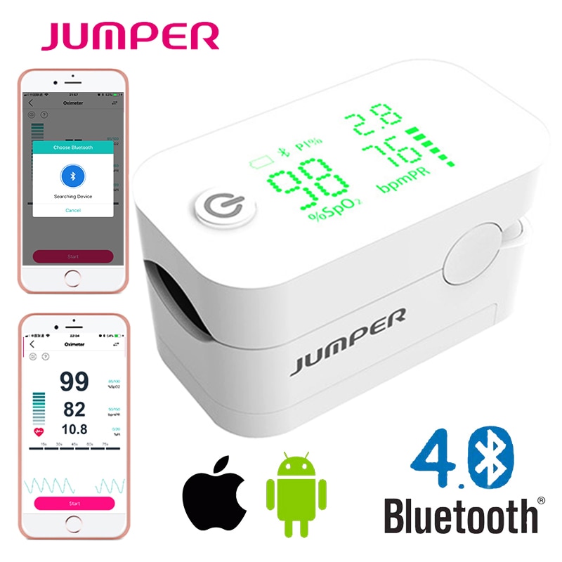 Jumper-oxímetro de pulso para dedo, oxímetro de pulso con Bluetooth, pulsioxímetro saturador