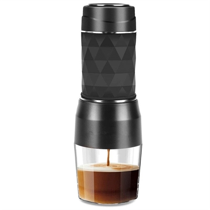 Draagbare Espresso Machine 18 Bar Druk Handleiding Espresso Maker Extra Kleine Koffiezetapparaat Voor Auto Reizen Camping Wandelen Pot Thuis: Black