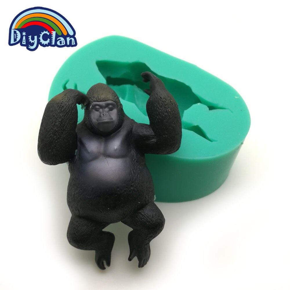 Moldes modeladores de silicone kingkong de chocolate, forma para decoração de bolo, argila de polímero, forma de resina de fondant, estilo animal gorilla f0714jg