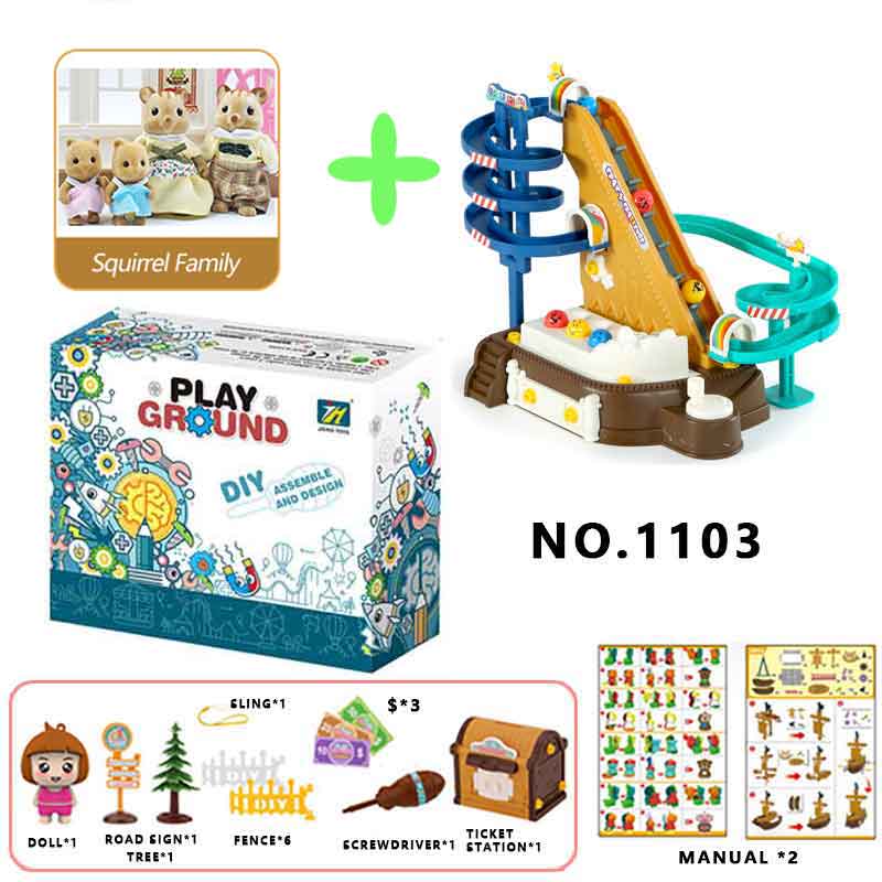 1:12 Carrousel Bosdier Familie Vroeg Leren Puzzel Achtbaan Pretpark Model Schroef Montage Pakket Speelgoed: 1103-G08-K02