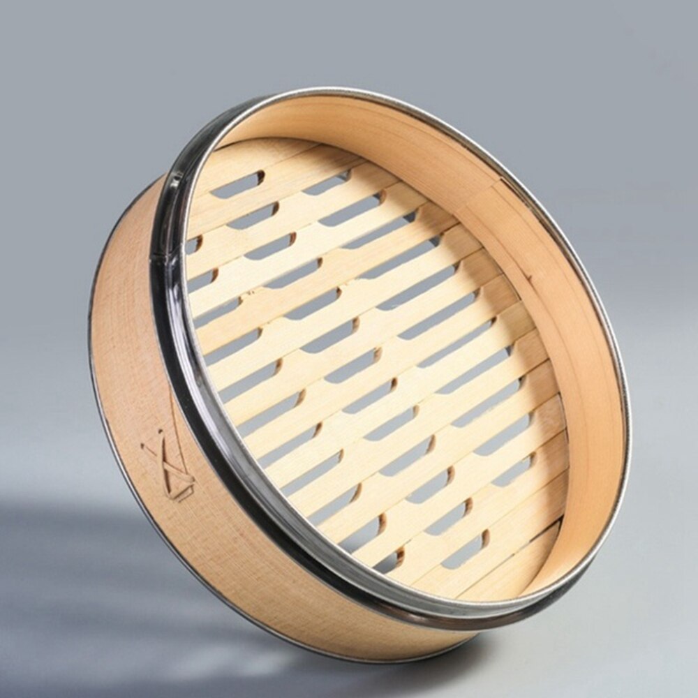 Stainless Steel Edging Bamboo Steamer Dim Sum Dishes Fish Steamer Rack Instant Pot Steamer Basket Wooden Steamed Buns Cookware