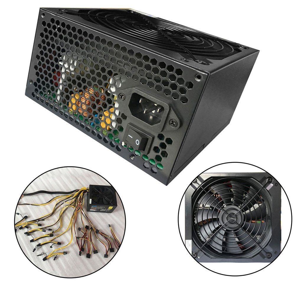 HZTS 1600W Power Supply For 6 GPU Eth Rig Ethereum Coin Mining Miner Machine with Low Noise Cooling Fan