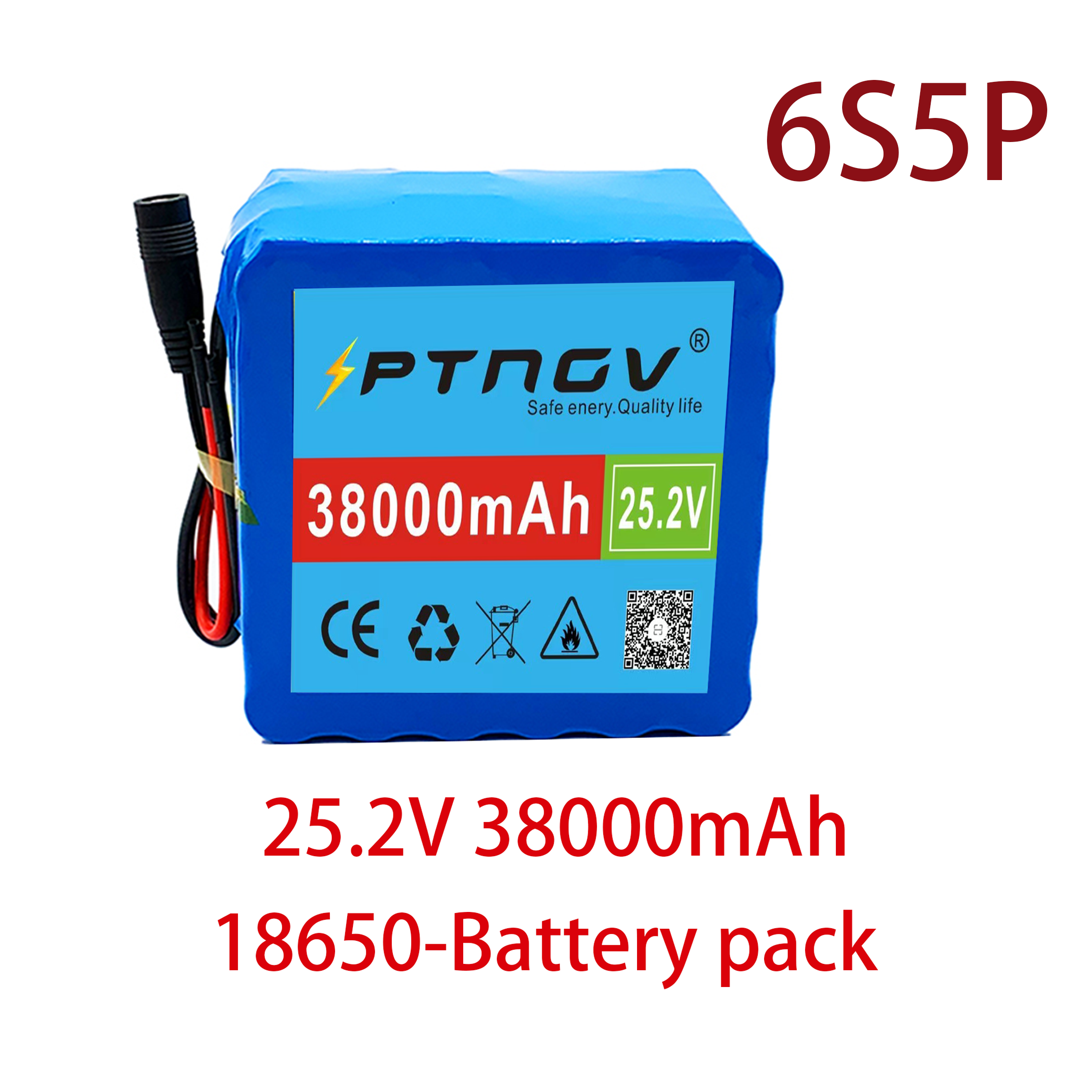 24V 38ach 6S5P 18650 akumulator litowo-jonowy 25.2v 38000mAh elektrycznego roweru motoroweru/elektryczny/akumulator litowo-jonowy + ładowarka 2A: Niebieski