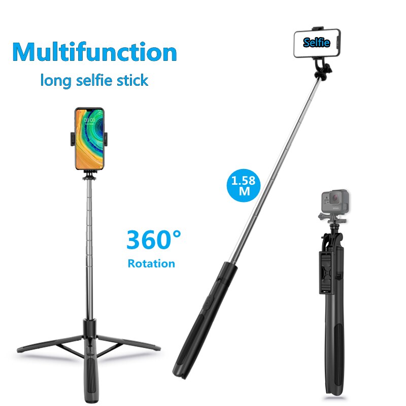 Fangtuosi Draadloze Selfie Stick Opvouwbare Grote Statief Monopod Met Bluetooth Sluiter Voor Gopro Action Camera Smartphones