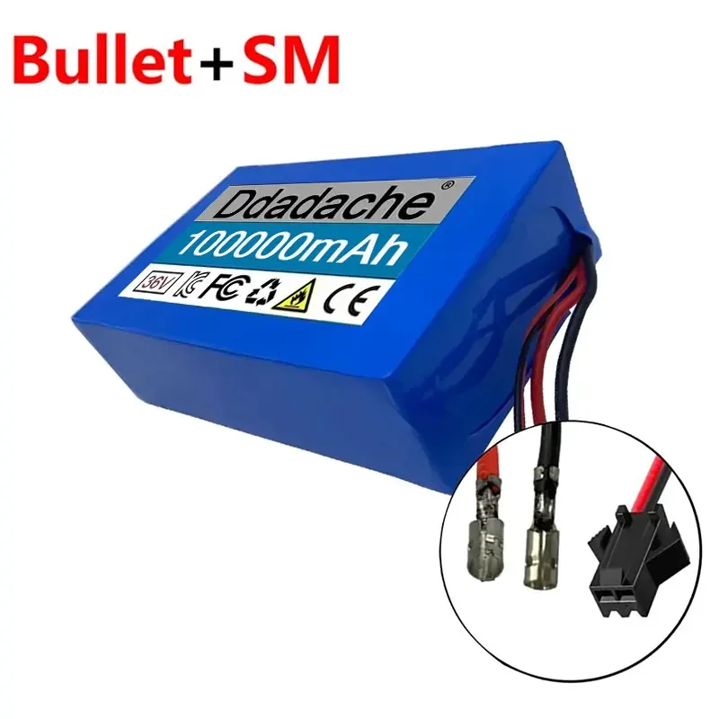 36V 100Ah 10S2P 18650 Lithium Battery Pack 550W 38000mAh 42V Cooter Vehicle Ultra Thin Portable Battery with BMS: Burgundy